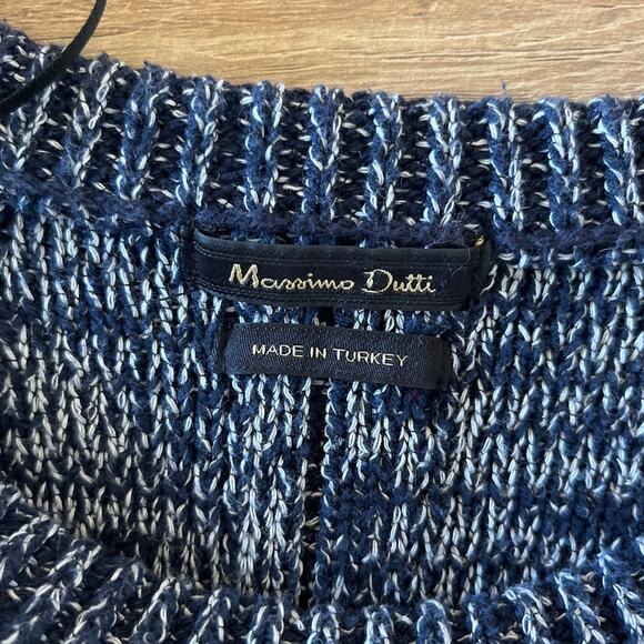 Massimo Dutti 3/4 Sleeve Sweater Split Back Size M Navy White Coastal Fisherman - Picture 4 of 9